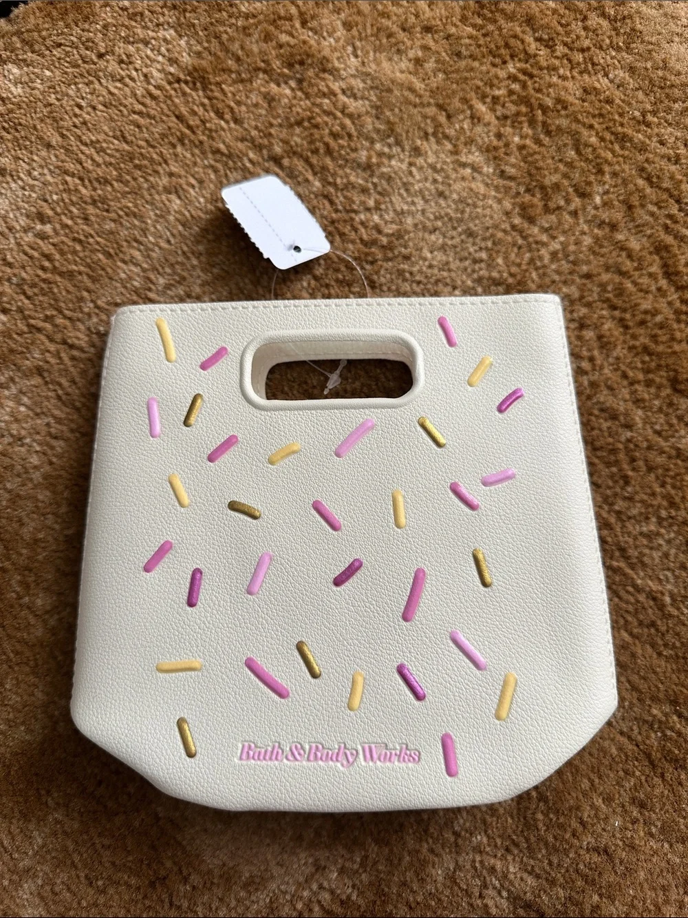 Cream Tote with Pink & Gold Sprinkle Accents